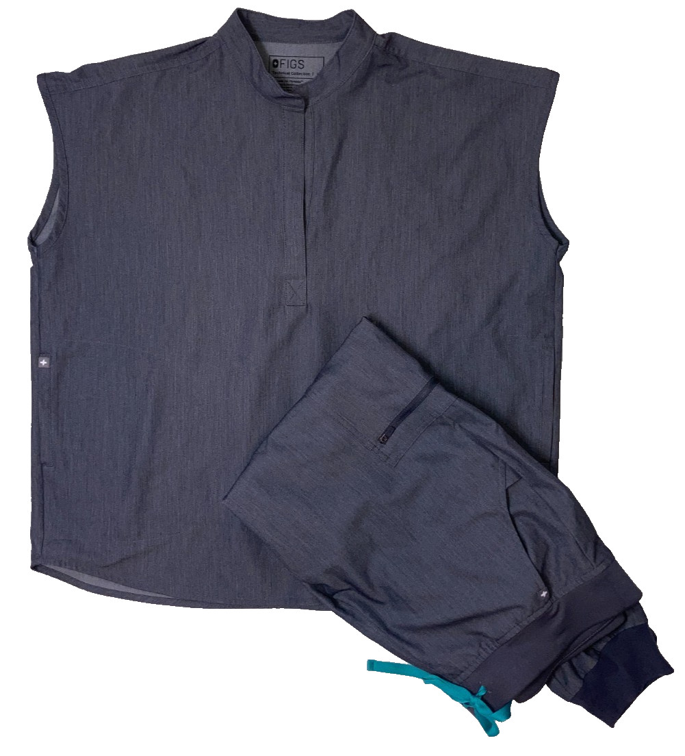 Figs Scrub Set Oversized Rafaela Top Zamora Pants Graphite Gray L Large EXC