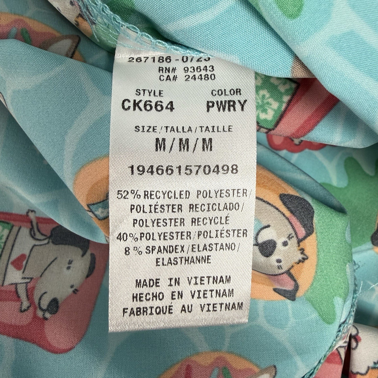 NWT Cherokee Scrub Top M Puppy Pool Party Aqua Turquoise Dog Dogs Scrubs Vet RN