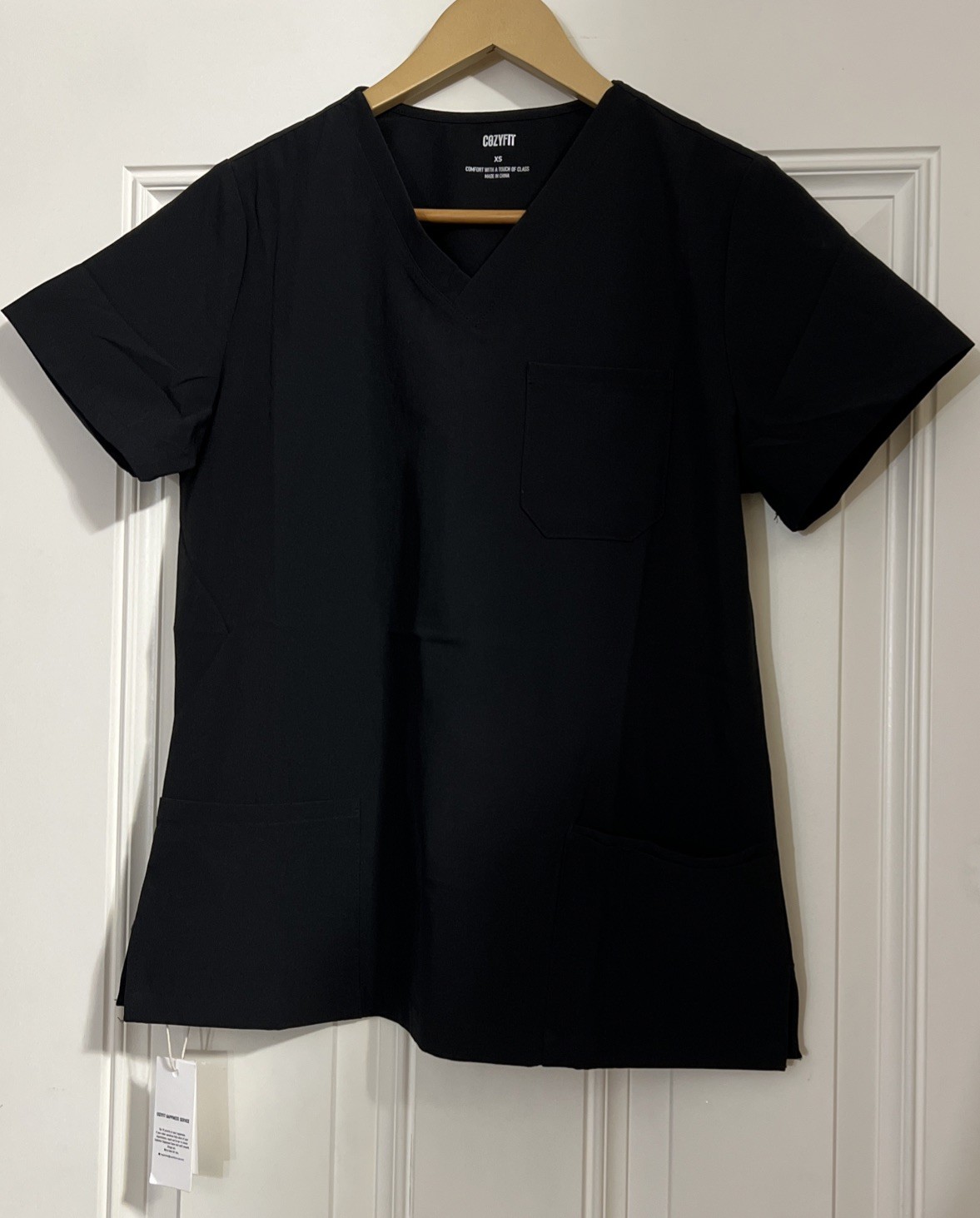 Cozyfit Black ~ XS ~ Medical Scrub Top V-Neck For Women