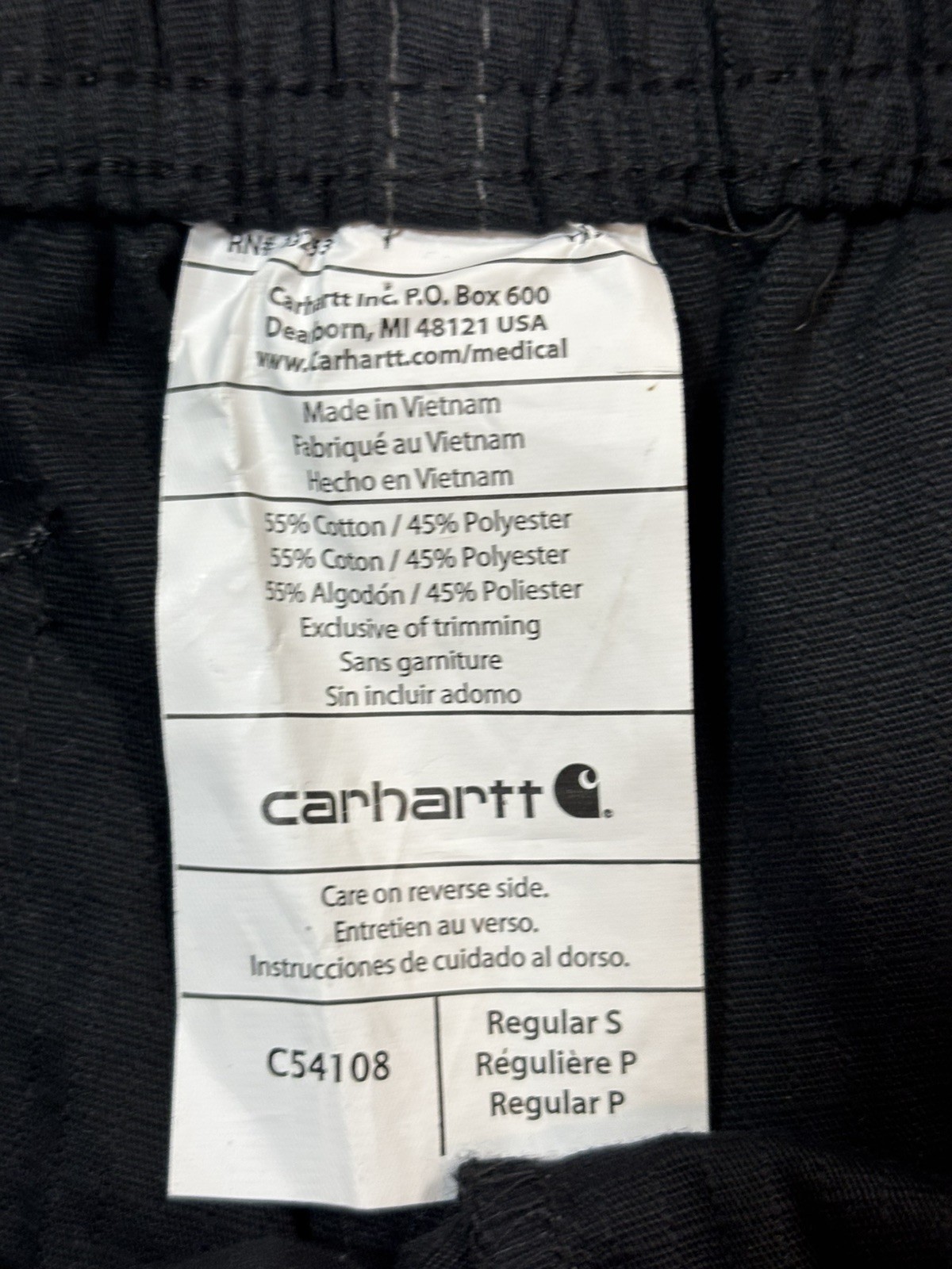 Carhartt Men’s Black Cargo Pants Style C54108 Size Small NWT