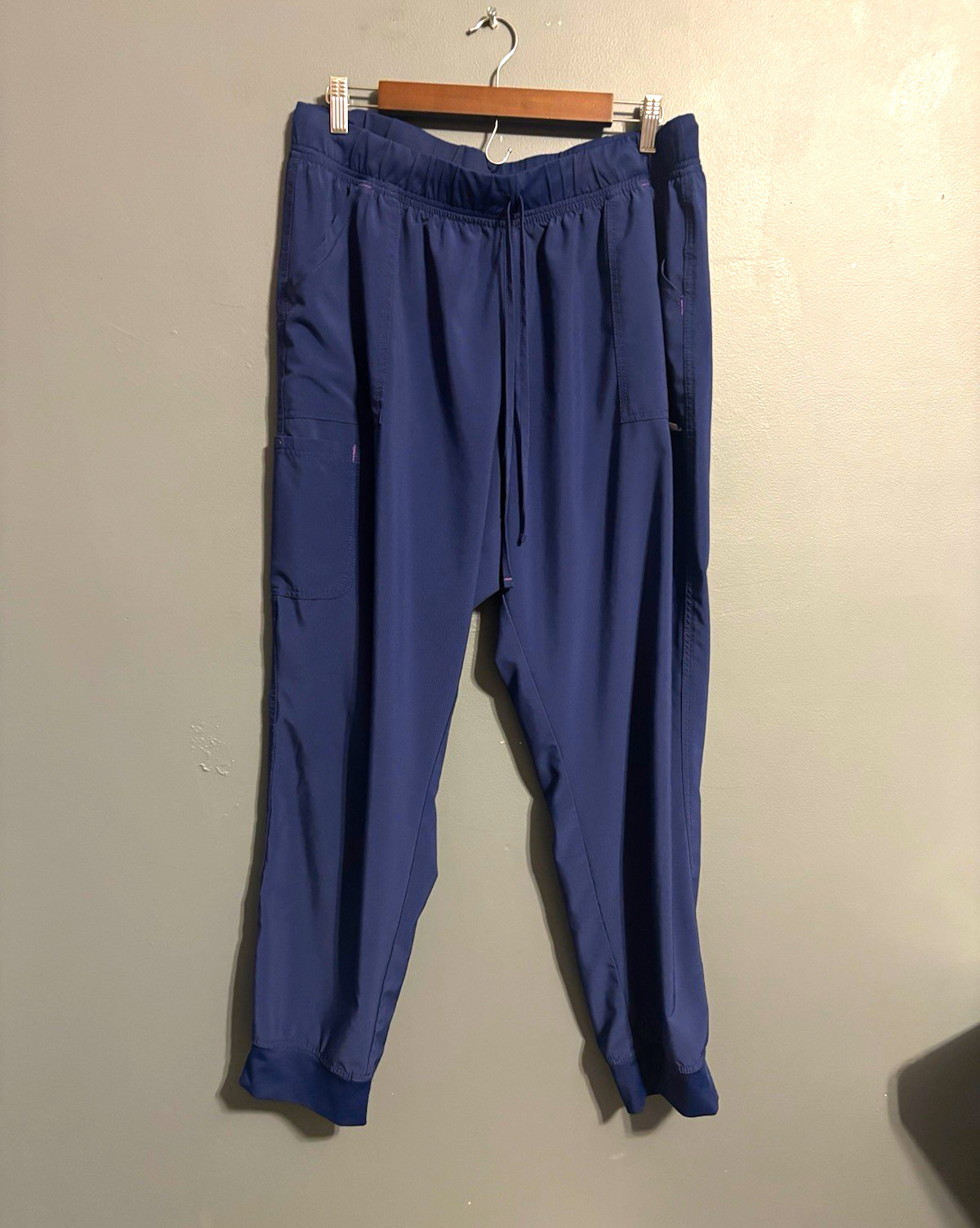 Scrubstar Scrub Pants Indigo Solid Polyester Spandex Medical size 2XL