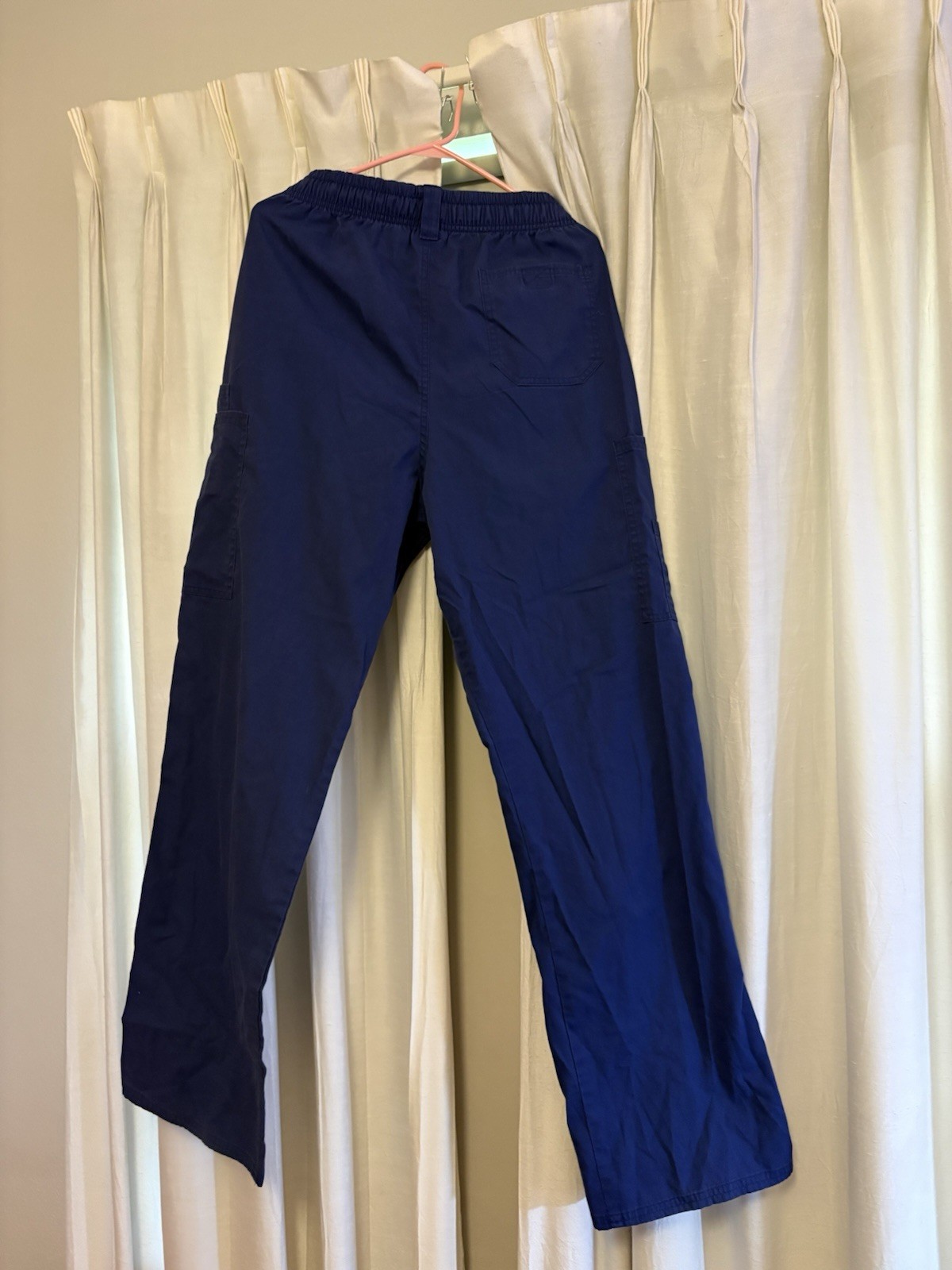 Dickies Blue Medical Scrub Pants S Unisex Drawstring Elastic Waist Twill Solid