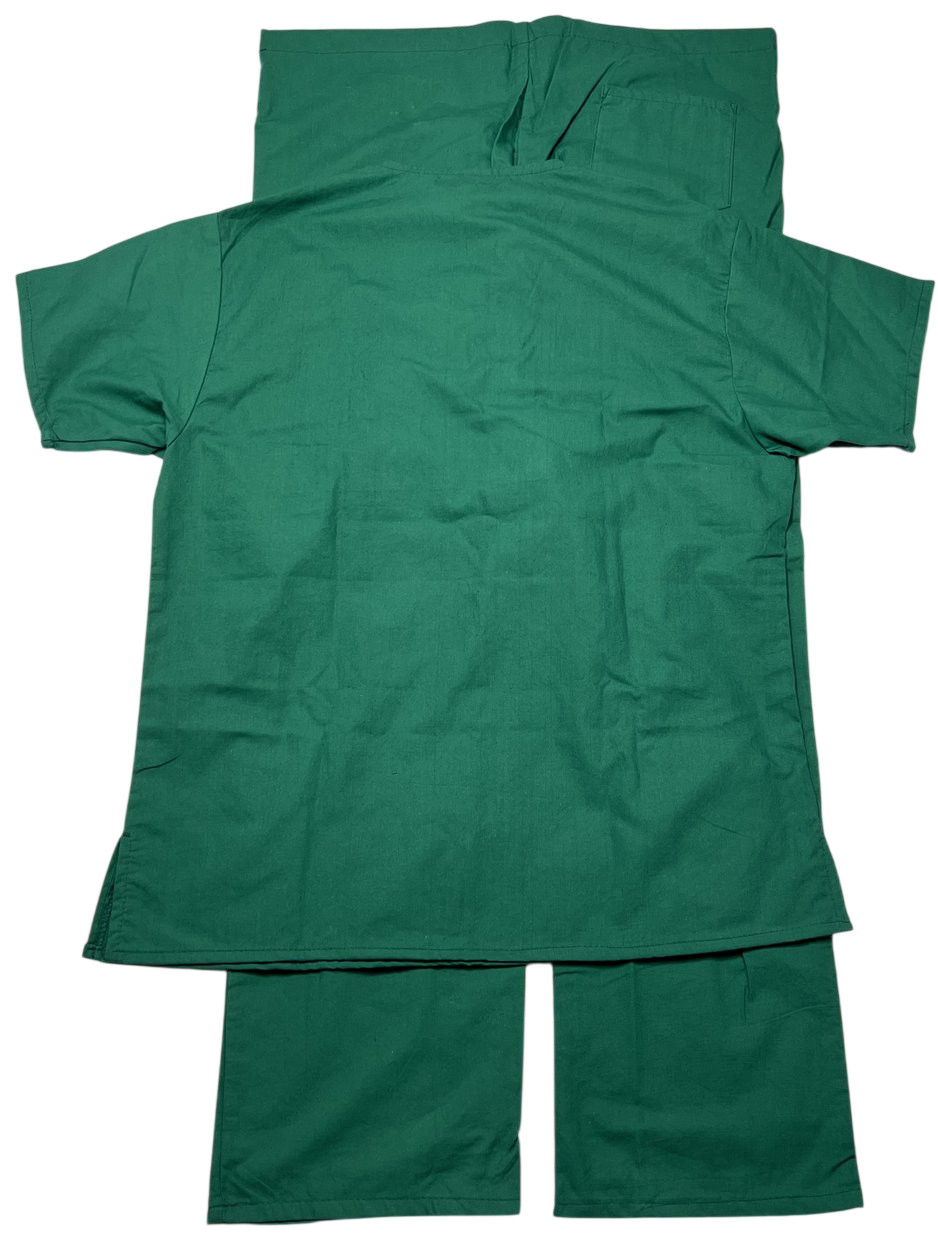Scrub Set Unisex (S) Hunter Green 2 Pockets Top & Bottom Drawstring Waist NWOT