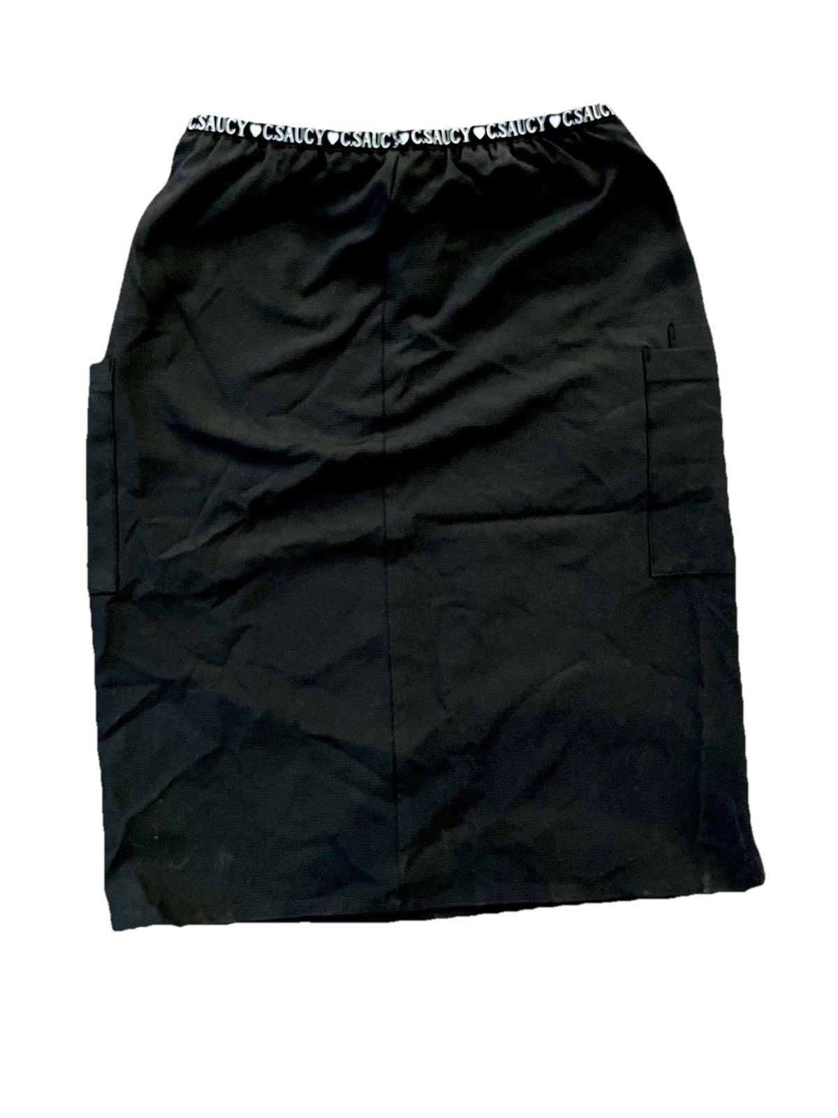 C Saucy Black Modest Scrub Skirt Pull On Medical Nurse Multi Pocket Size S,24” L