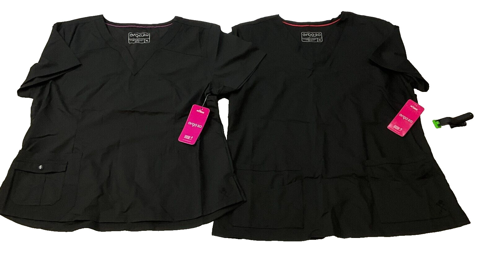 Life Threads Ergo 2.0 Scrub Tops Womens Size XL Black Short Sleeve 2 Shirts