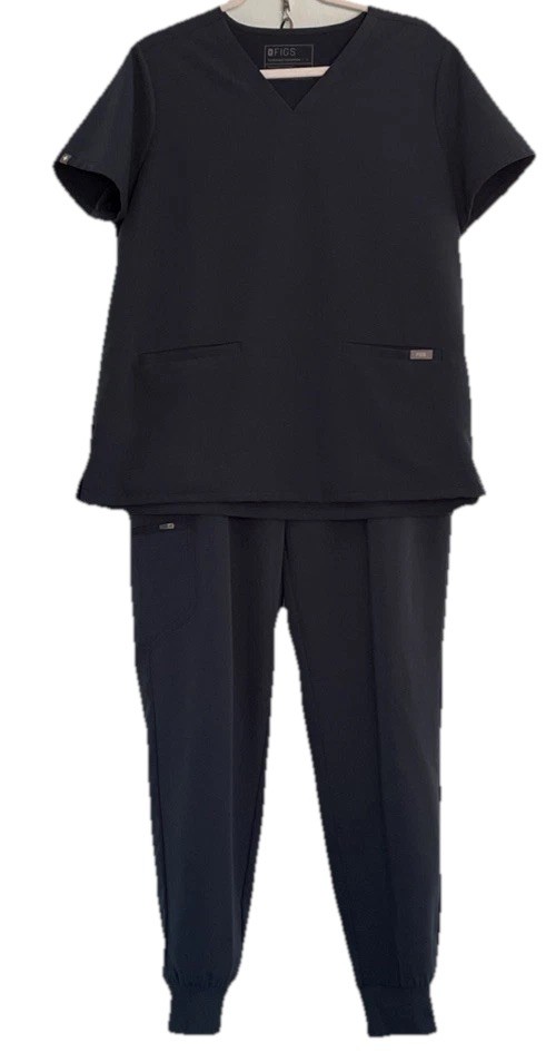 Figs Scrub Set Womens L Limited Color Dark Harbor Casma Top & Zamora Jogger Pant