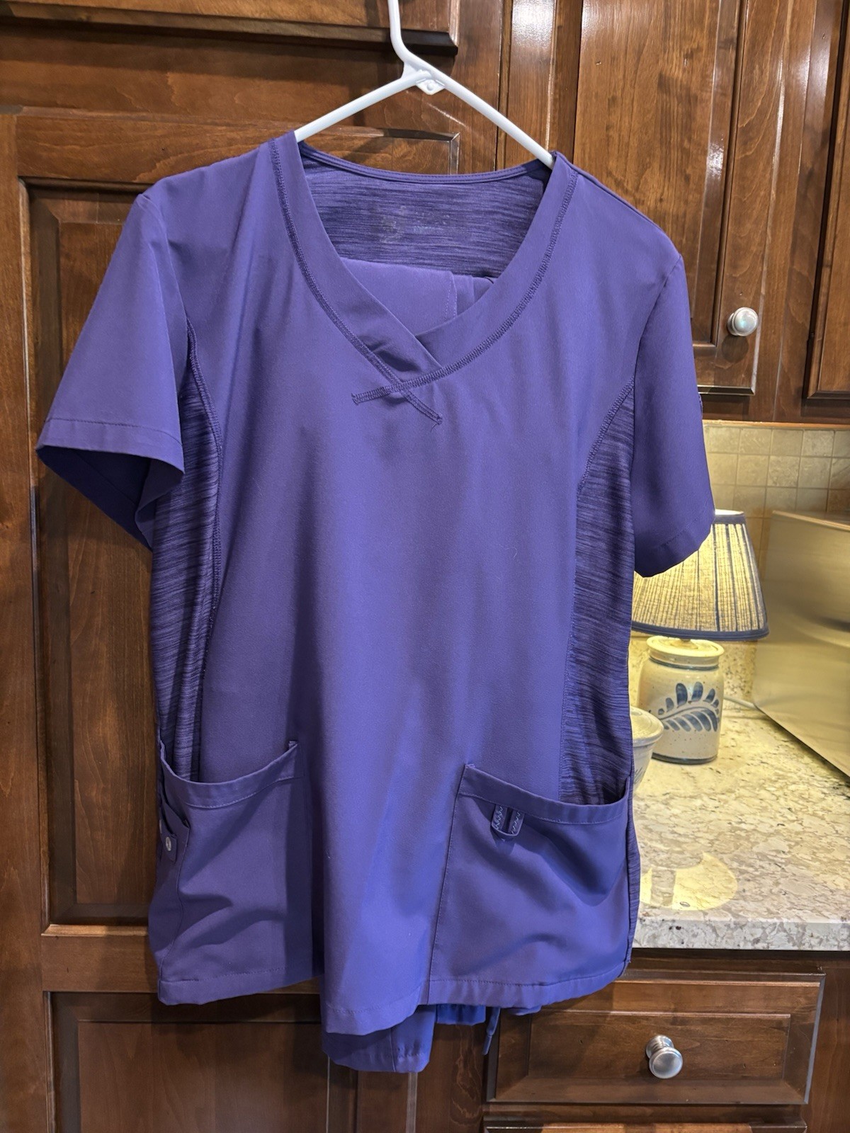 Pre-Owned Urbane Performance Size Large Women’s Scrub Set-Color Purple-Stretch