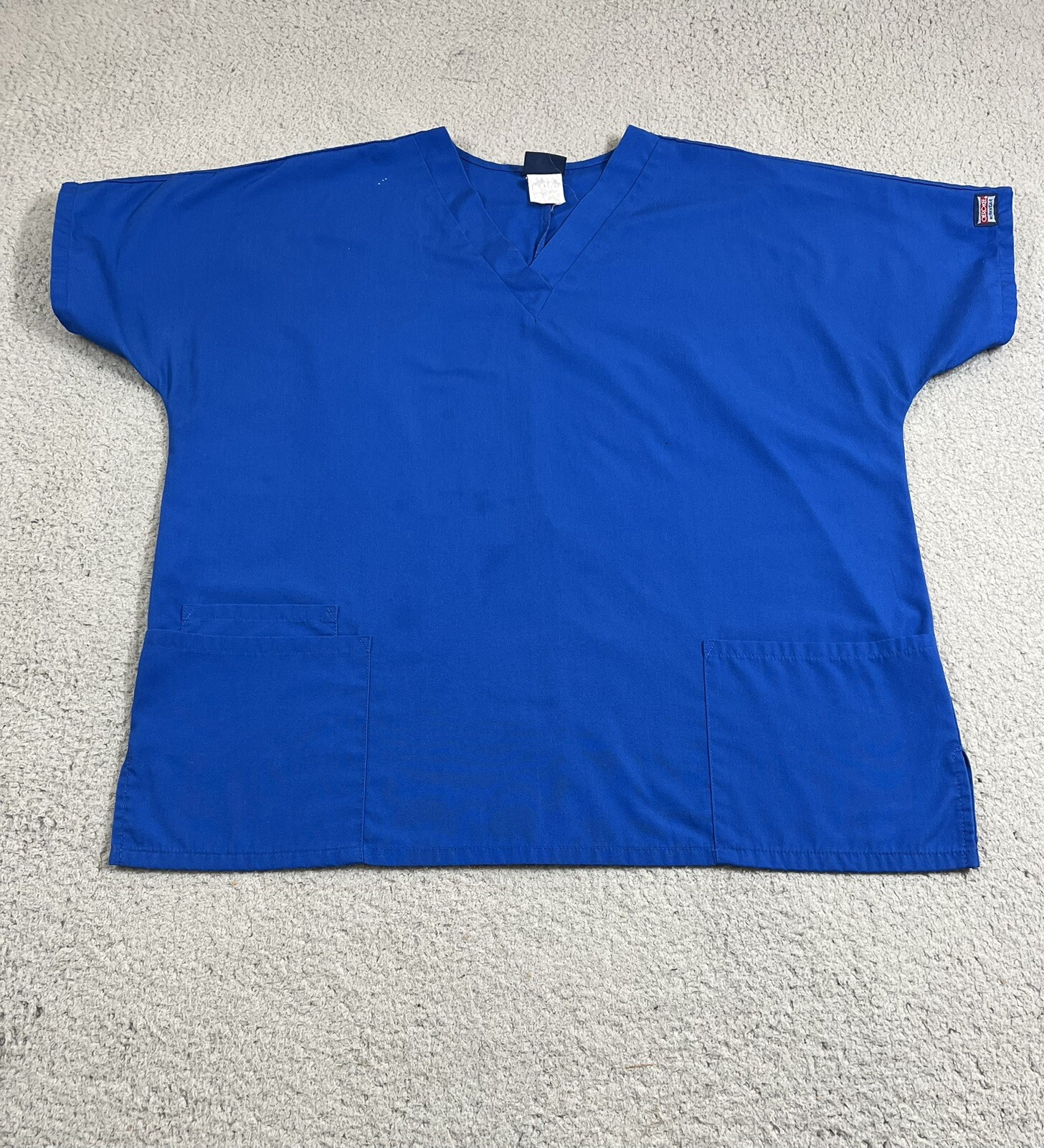 Cherokee Workwear Top Unisex Large Blue V-Neck Scrub Medical Dental Vet Tech