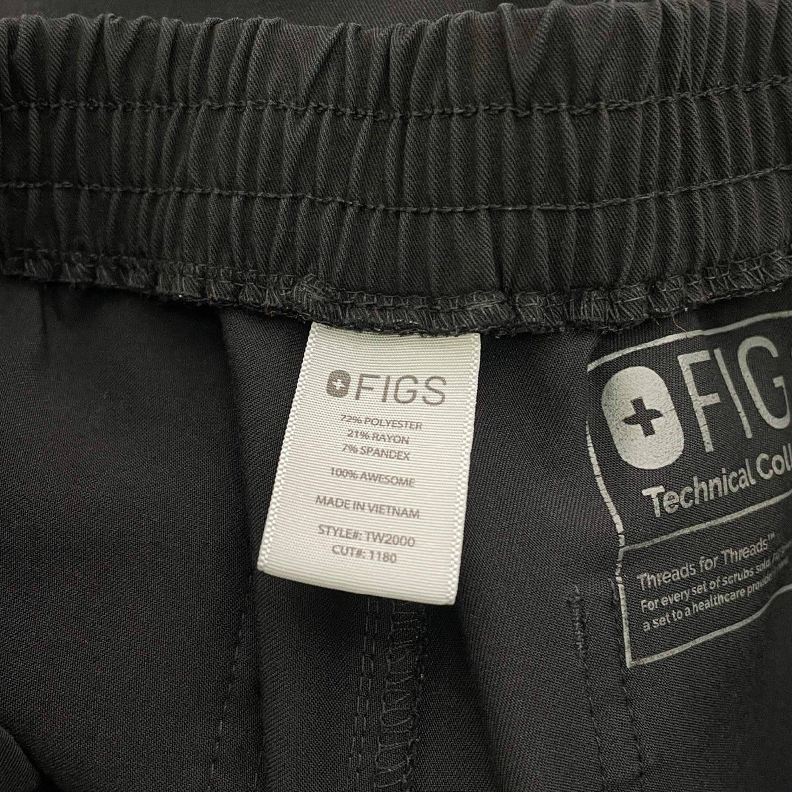 FIGS Technical Collection Drawstring Black Scrub Jogger Pants Men’s XXS