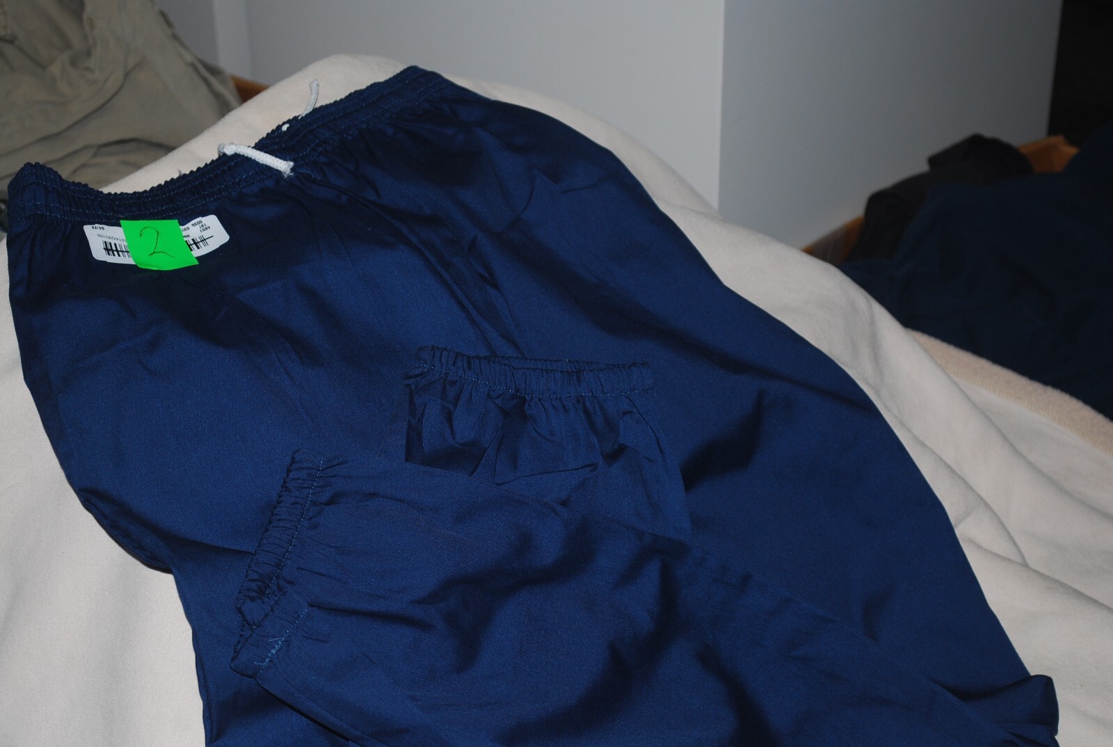 medical scrubs ladies navy fashion seal draw string 65/35 poly/cotton