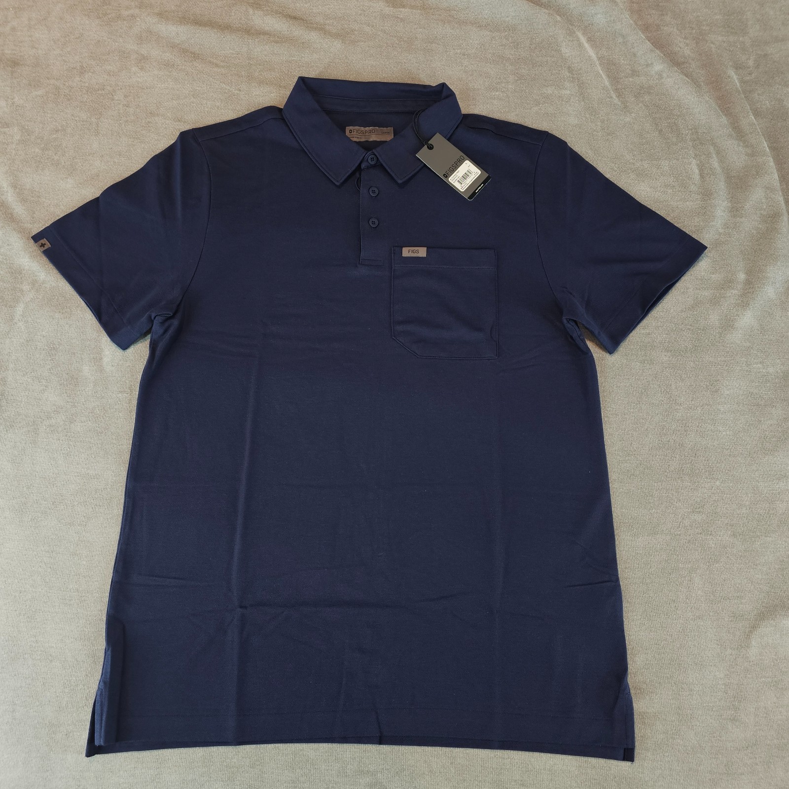 FIGS Pro Technical Pique Scrub Polo Mens Large Navy Blue medical M22WW1004