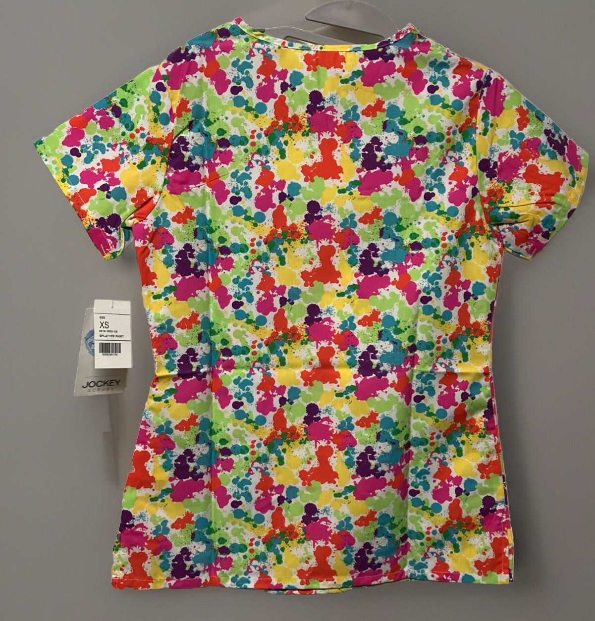 Jockey Scrub Top XS NWT Multicolor Splatter Paint Print Nurse Medical