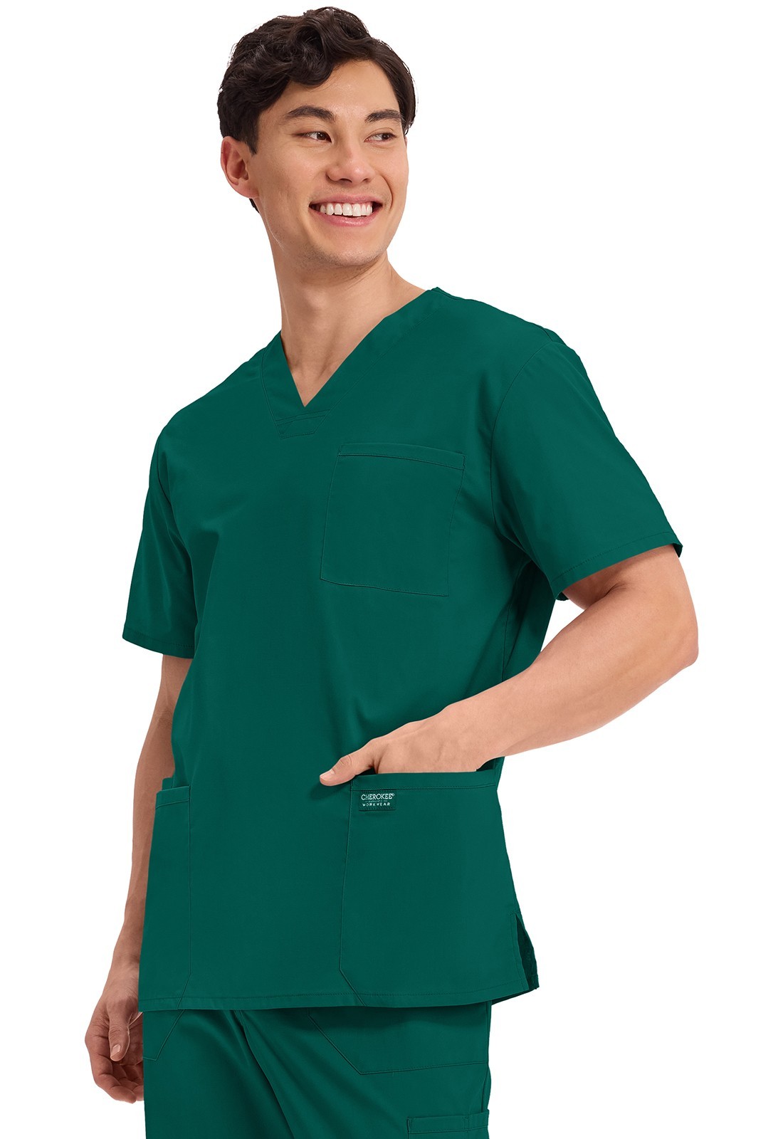 Scrubs Cherokee Workwear Men V Neck Tall Top WW695T HUN Hunter Green Free Ship